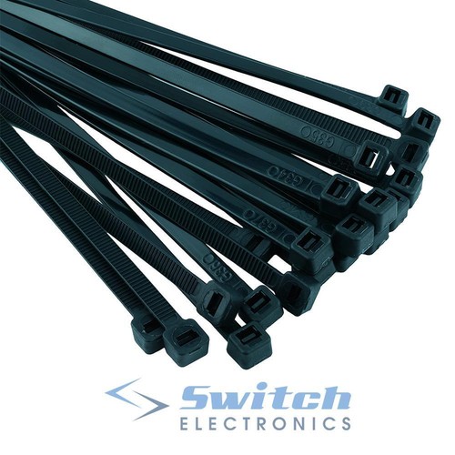 Black nylon cable ties zip - black,