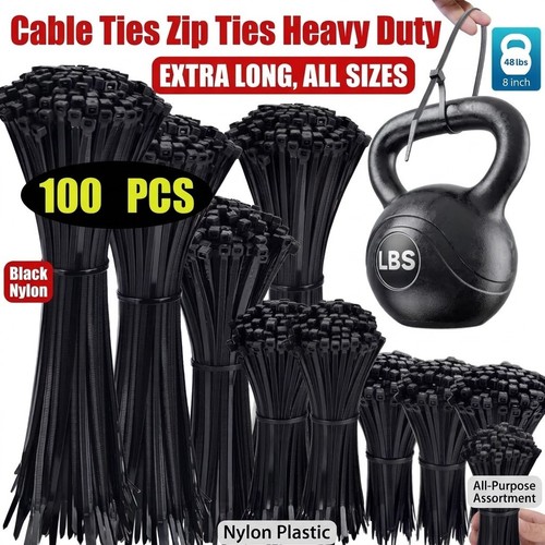 Black cable ties - nylon, zip