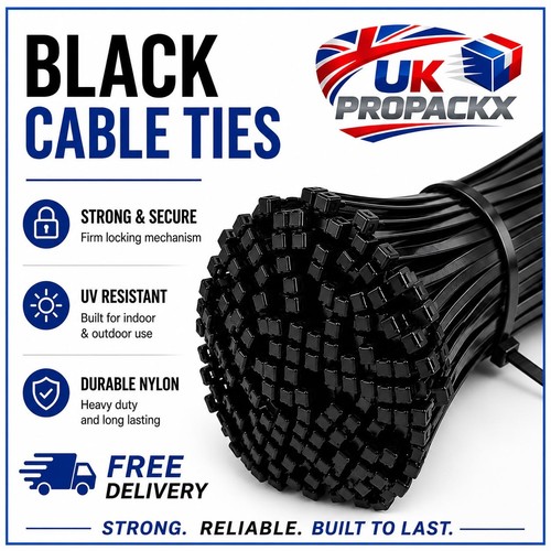 Black cable ties - cable, zip