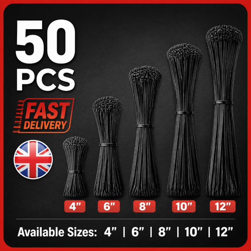 Pack black cable ties - black, zip
