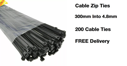 Cable ties black 300mm 8mm - black,