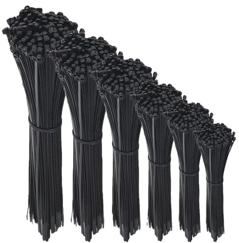 Black cable ties zip wraps - black,