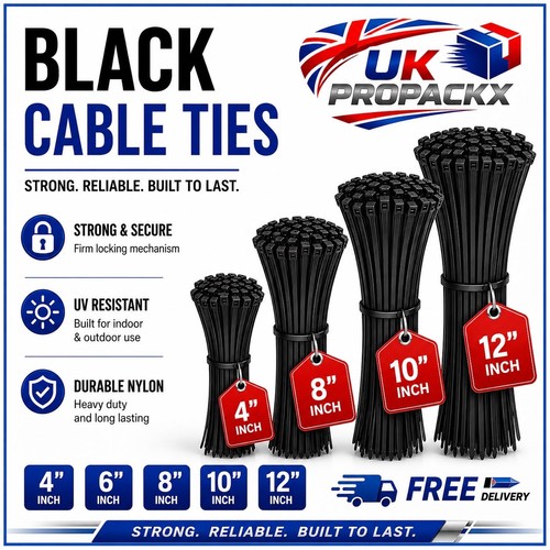Black cable ties zip - black,